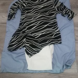 Chico's Black and White Striped Top And Pants Bundle